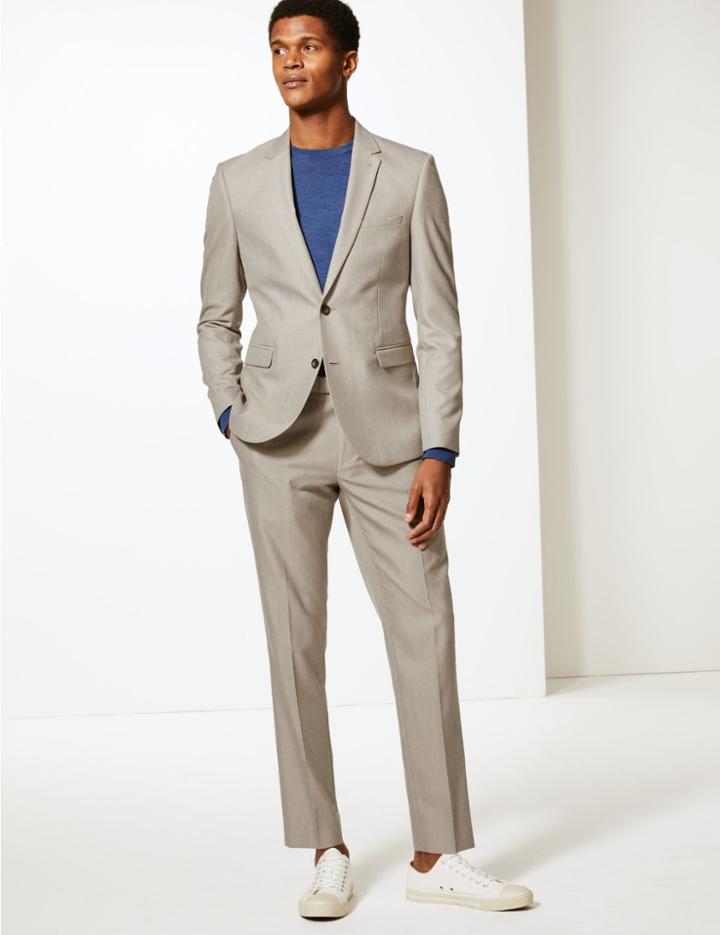Marks & Spencer Textured Skinny Fit Jacket Neutral