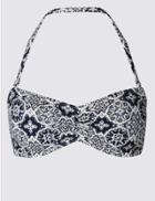 Marks & Spencer Tile Print Bandeau Bikini Top Indigo Mix