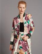 Marks & Spencer Floral Print Bomber Jacket Cream Mix