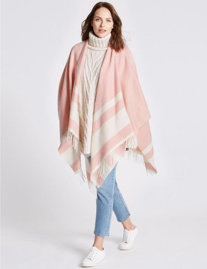 Marks & Spencer Colour Block Striped Wrap Pink Mix