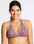 Marks & Spencer Floral Print Triangle Bikini Top Red Mix