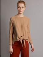 Marks & Spencer Ribbed Tie Front Jumper Light Copper