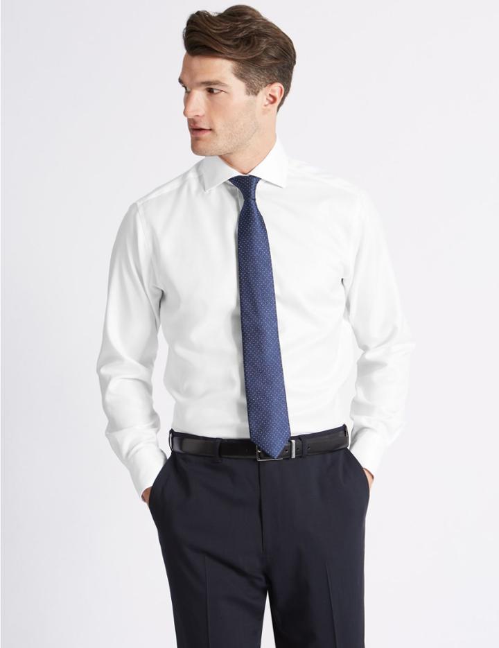 Marks & Spencer Regular Fit Cutaway Collar Single Cuff Shirt White