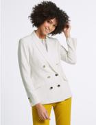 Marks & Spencer Double Breasted Gold Button Jacket Winter White