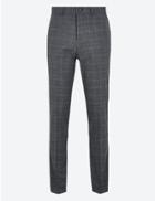 Marks & Spencer Skinny Fit Checked Trousers Dark Grey