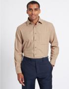 Marks & Spencer Pure Cotton Regular Fit Shirt With Pocket Beige