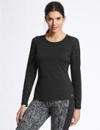 Marks & Spencer Punch Hole Long Sleeve T-shirt Black