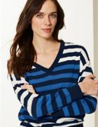 Marks & Spencer Pure Merino Wool Relaxed Fit Striped Jumper Multi