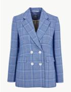 Marks & Spencer Oversized Checked Double Breasted Blazer Blue Mix