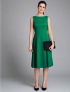 Marks & Spencer Cotton Blend Fit & Flare Dress Emerald