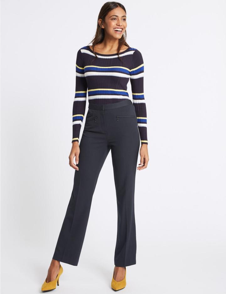 Marks & Spencer Zipped Pocket Straight Leg Trousers Dark Navy