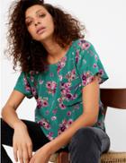 Marks & Spencer Floral Relaxed Fit Shell Top Green Mix