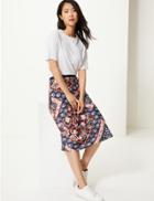 Marks & Spencer Paisley Scarf Print Slip Skirt Navy Mix