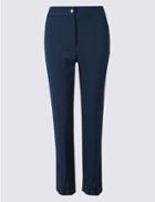 Marks & Spencer Cotton Blend Split Hem Roma Rise Trousers Navy