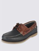 Marks & Spencer Leather Lace-up Boat Shoes Navy