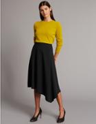 Marks & Spencer Asymmetrical Hem A-line Midi Skirt Black