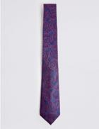 Marks & Spencer Pure Silk Paisley Tie Navy Mix