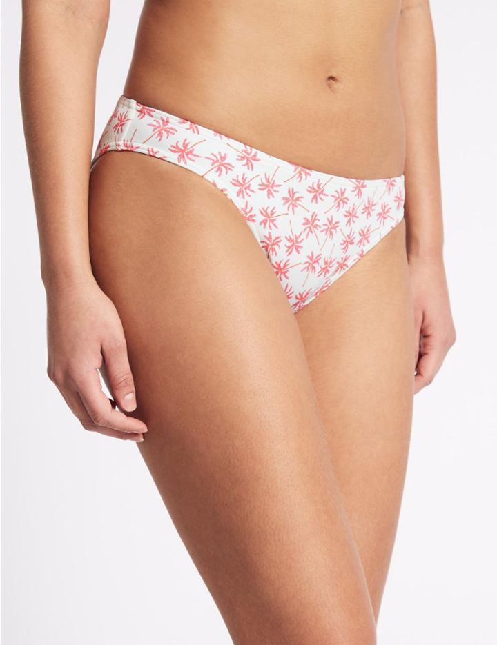 Marks & Spencer Palm Print Hipster Bikini Bottoms White Mix
