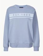 Marks & Spencer Printed Long Sleeve Sweatshirt Light Blue
