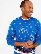 Marks & Spencer Singing Penguins Design Crew Neck Jumper Blue