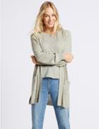 Marks & Spencer Balloon Sleeve Longline Cardigan Grey Marl