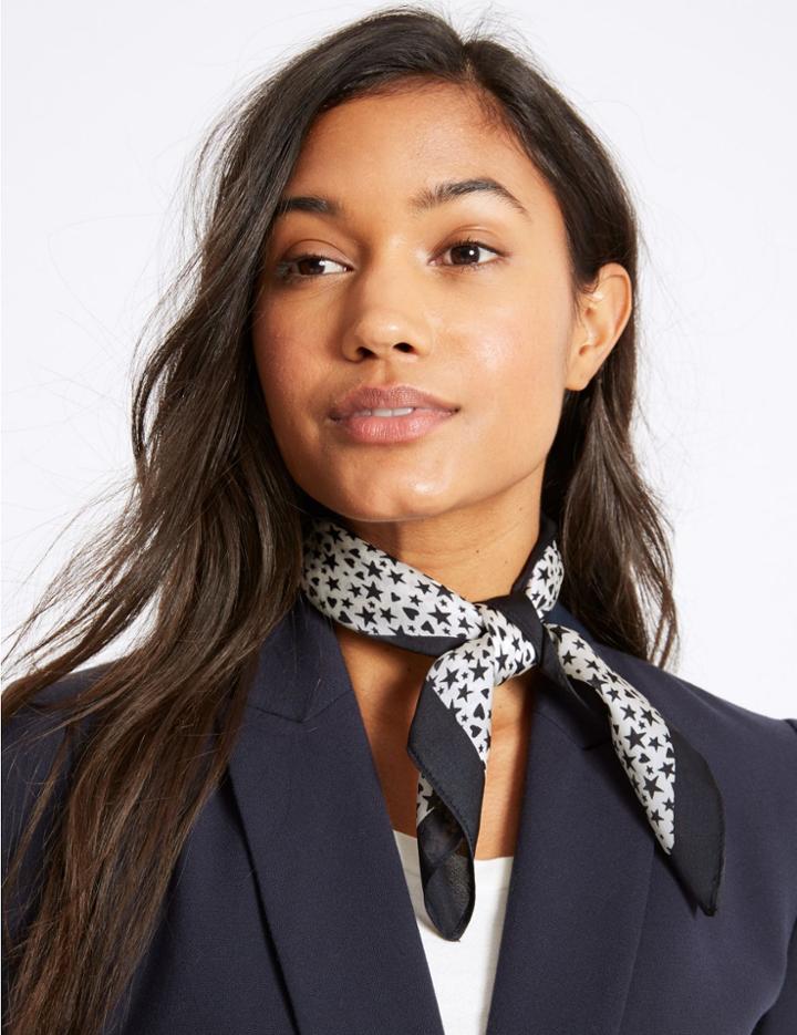 Marks & Spencer Heart & Star Print Scarf Cream Mix
