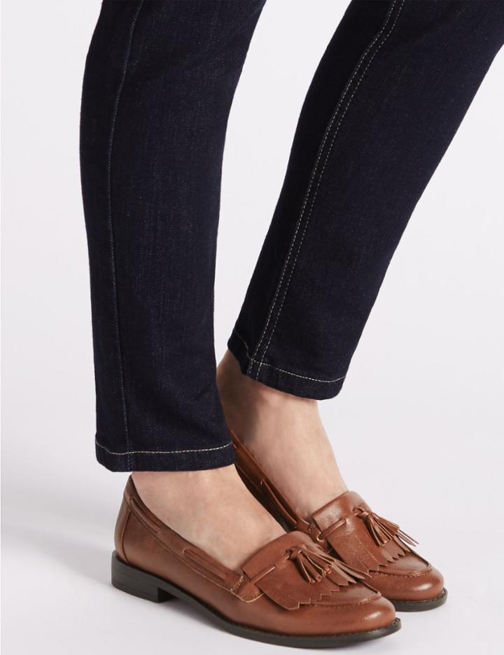 Marks & Spencer Block Heel Tassel Loafers Tan
