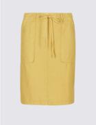 Marks & Spencer Linen Rich Patch Pocket Pencil Midi Skirt Antique Gold