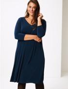 Marks & Spencer Curve 3/4 Sleeve Swing Dress Navy