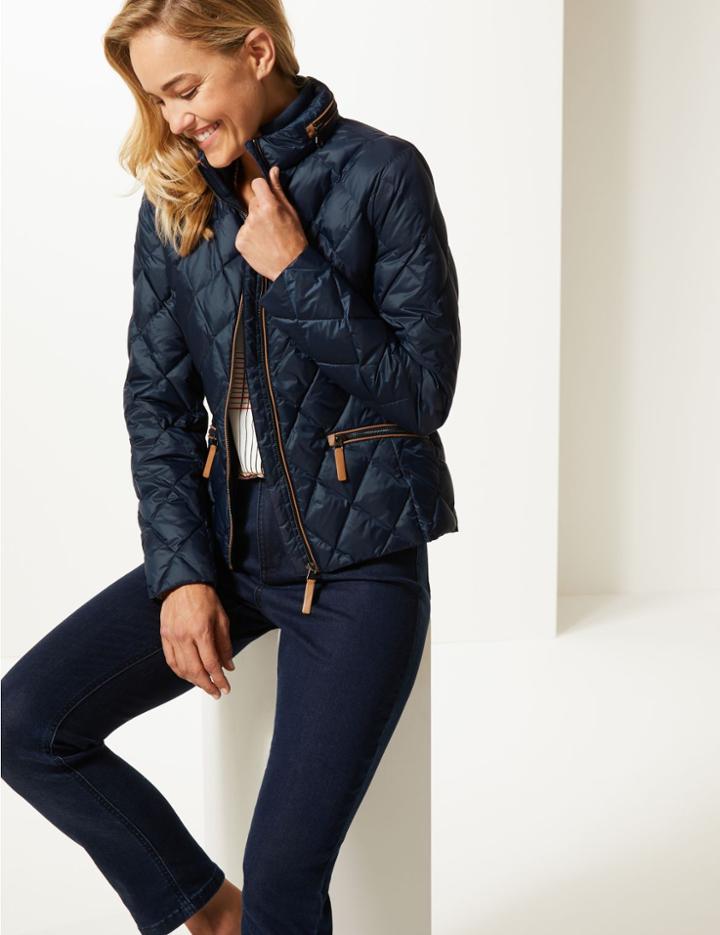 Marks & Spencer Padded Down & Feather Jacket Navy