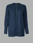 Marks & Spencer Pure Cashmere Ribbed Cardigan Medium Navy