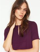 Marks & Spencer Round Neck Short Sleeve Blouse Burgundy