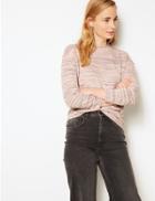 Marks & Spencer Textured High Neck Long Sleeve Sweatshirt Pink Mix