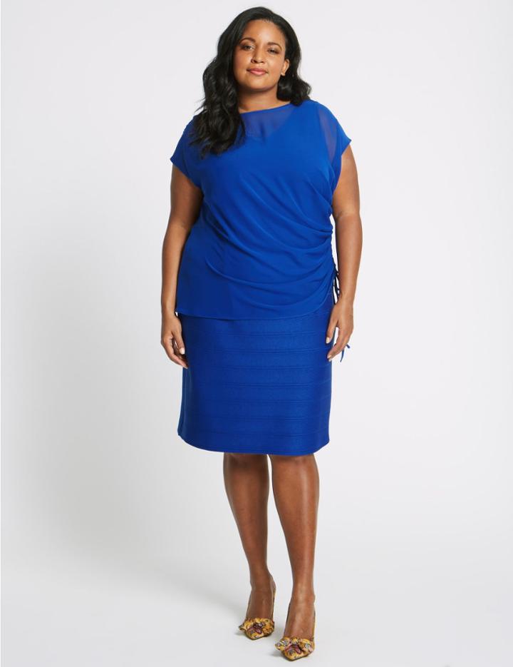 Marks & Spencer Curve Double Layer Bodycon Midi Dress Blue