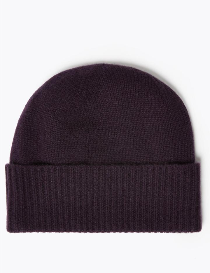 Marks & Spencer Pure Cashmere Turned Up Beanie Mulberry