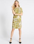 Marks & Spencer Floral Print Half Sleeve Tunic Dress Yellow Mix