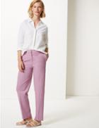 Marks & Spencer Side Stripe Straight Leg Trousers Lilac Mix