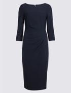 Marks & Spencer Drape 3/4 Sleeve Shift Midi Dress Navy