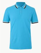 Marks & Spencer Pure Cotton Polo Shirt Turquoise Mix