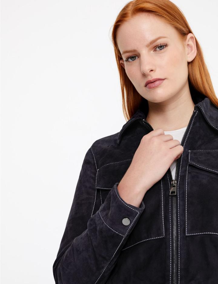 Marks & Spencer Suede Patch Pocket Utility Jacket Navy