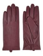 Marks & Spencer Leather Stitch Detail Gloves Burgundy