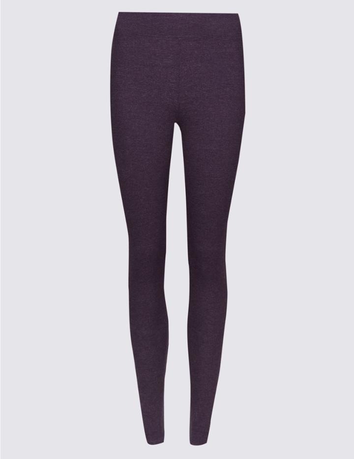 Marks & Spencer Cotton Rich Textured Leggings Purple