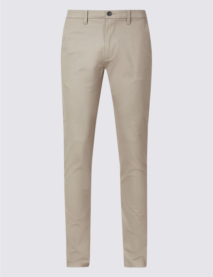 Marks & Spencer Skinny Fit Cotton Rich Chinos Natural