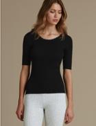 Marks & Spencer 2 Pack Thermal Short Sleeve Pointelle Tops Black/grey