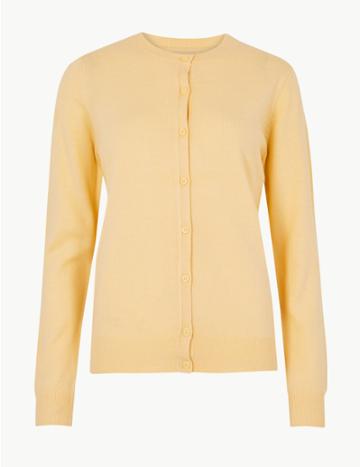 Marks & Spencer Textured Twinset Cardigan Soft Yellow