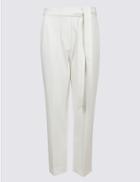 Marks & Spencer Belted Straight Leg Trousers Ivory