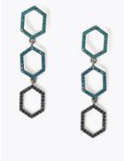 Marks & Spencer Crystal Hexagon Drop Earrings Blue Mix