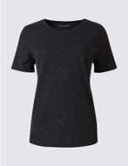 Marks & Spencer Glitter Round Neck Short Sleeve T-shirt Navy