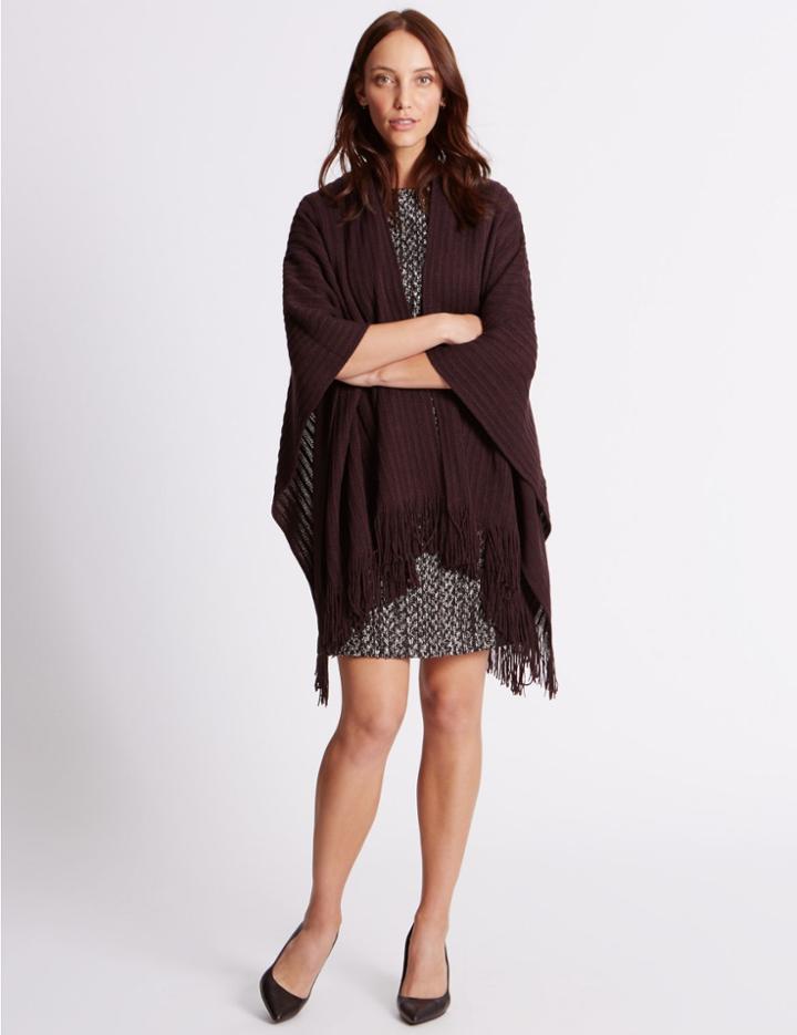Marks & Spencer Knitted Wrap Dark Grape