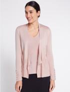 Marks & Spencer Ribbed Open Front Cardigan Nude